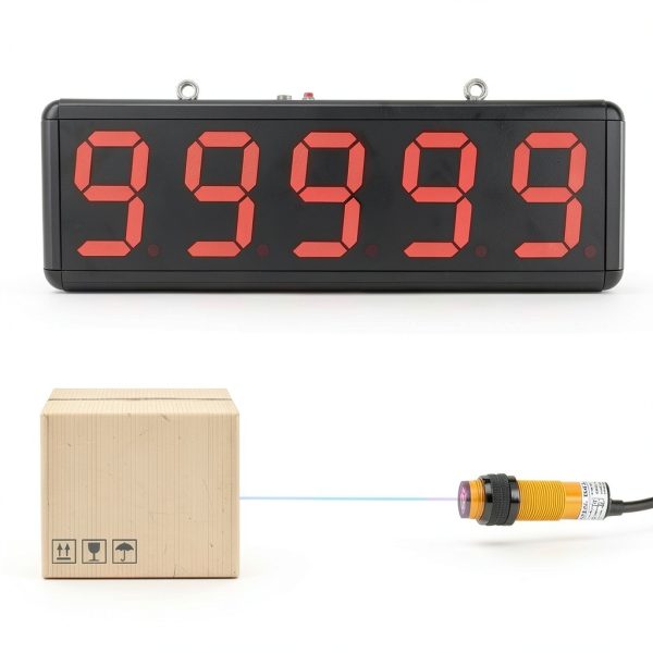 YMJOINMX Frequency Counter FBASeven082 4in Red Display 9.6ft Sensor-0